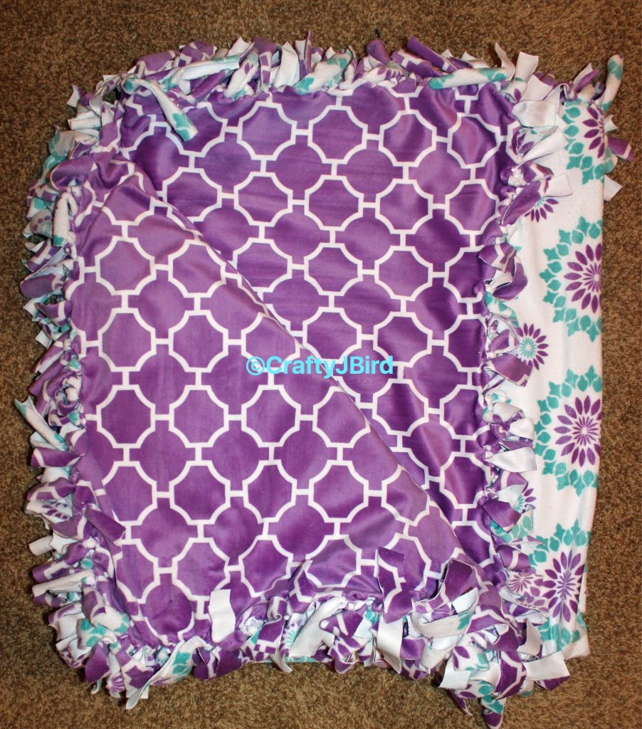 No-Sew Blanket -- Visit craftyjbird.com for more info