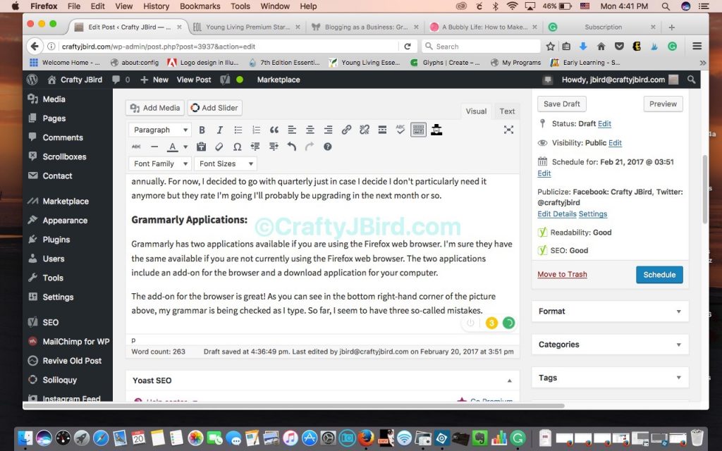 Grammarly -- Visit CraftyJBird.com for more info...