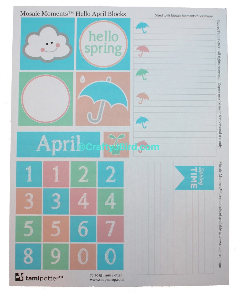 Mosaic Moments Free Downloadables -- Visit CraftyJBird.com for more info... 