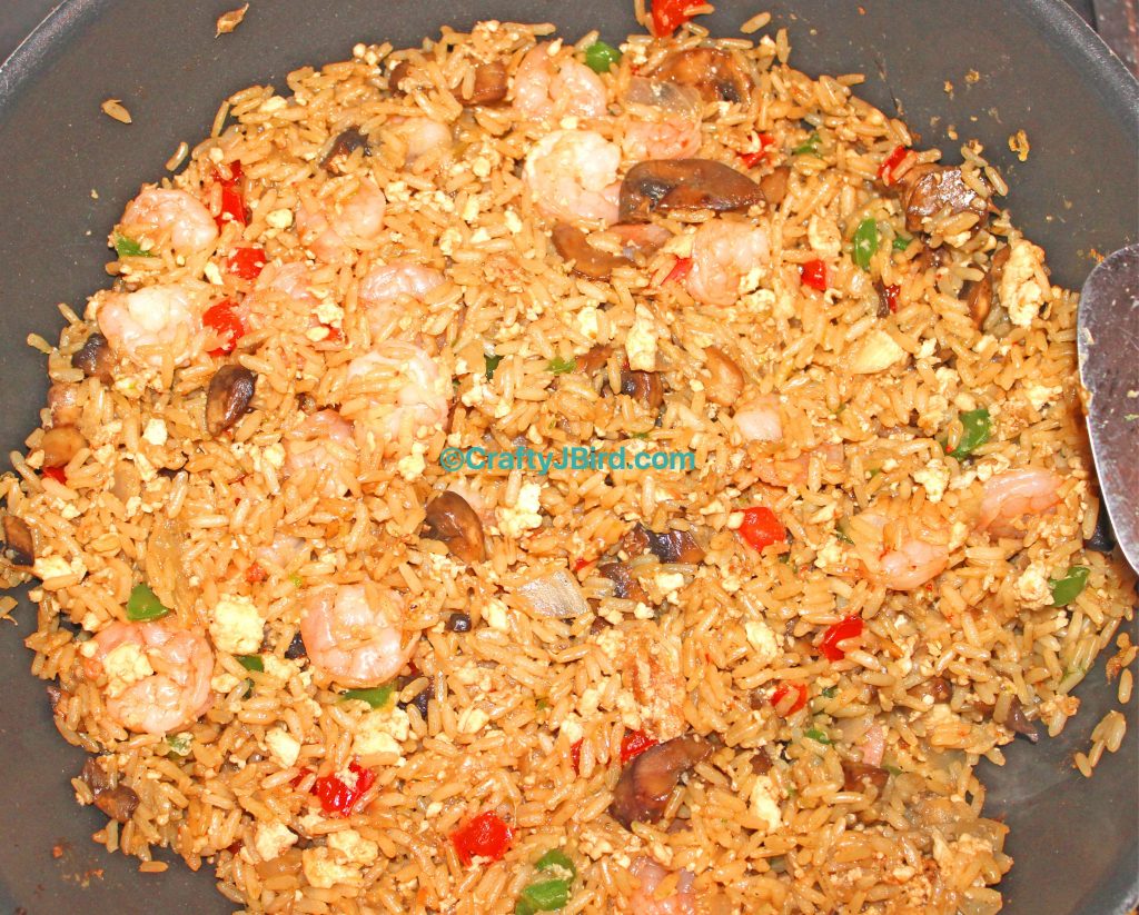 Jenn's Cajun Shrimp Fried Rice -- Visit CraftyJBird.com for more info... 