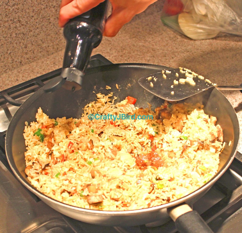 Jenn's Cajun Shrimp Fried Rice -- Visit CraftyJBird.com for more info... 
