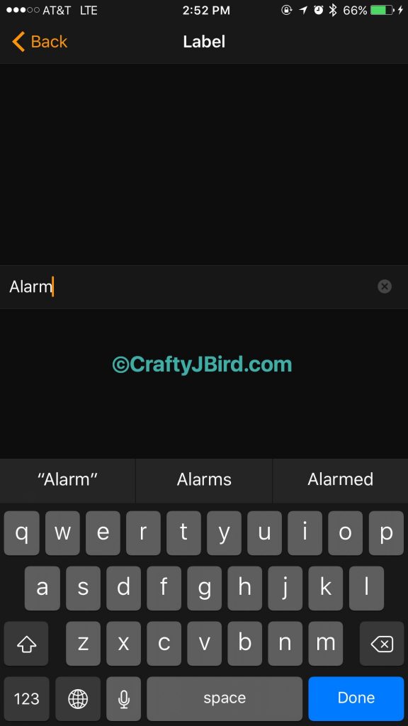 Creating an iPhone Alarm -- Visit CraftyJBird.com for more info... 