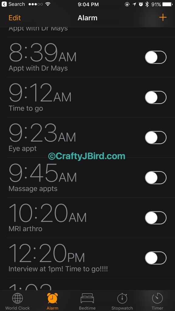 Creating an iPhone Alarm -- Visit CraftyJBird.com for more info... 