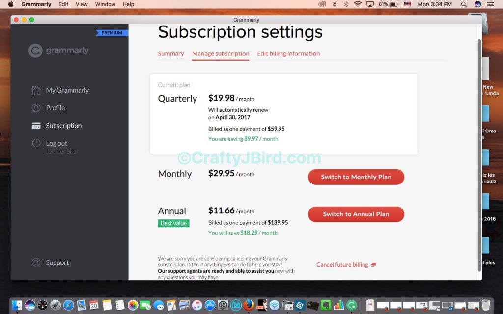 Grammarly -- Visit CraftyJBird.com for more info...