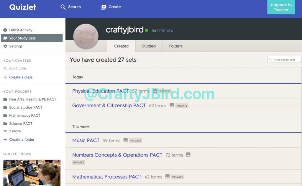 Quizlet -- Visit CraftyJBird.com for more info...