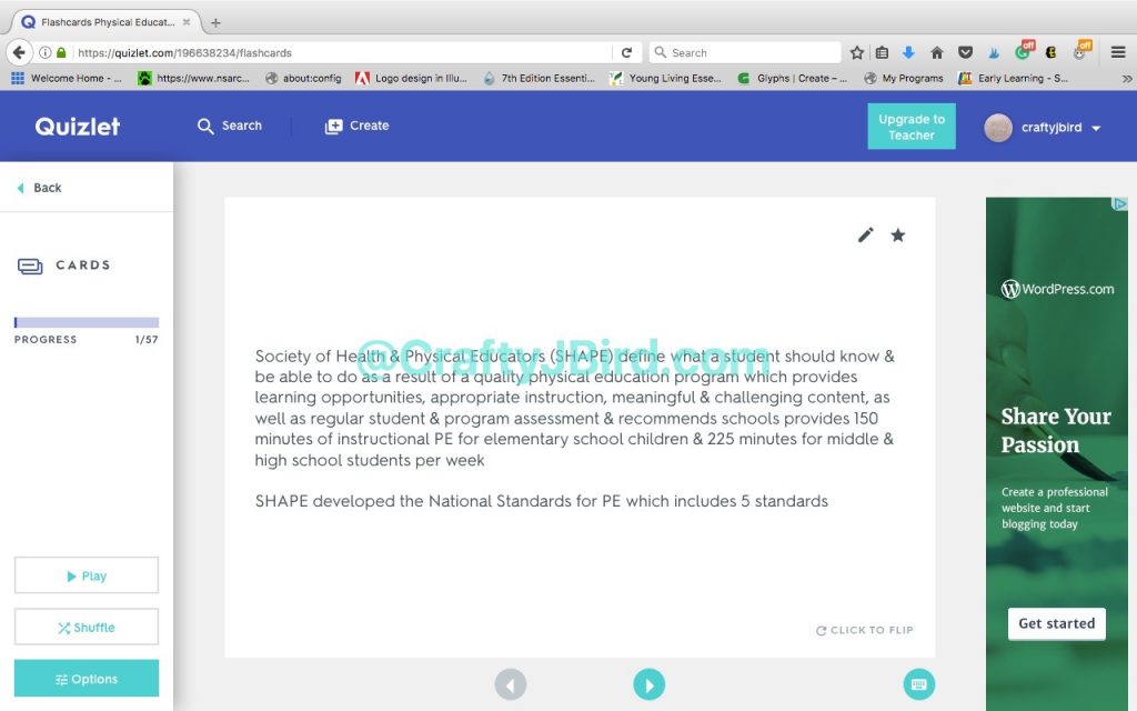 Quizlet -- Visit CraftyJBird.com for more info...