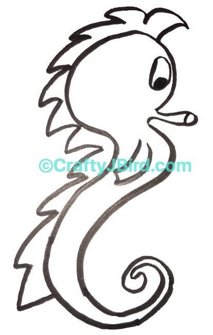 Seahorse Drawing -- Visit CraftyJBird.com for more info...